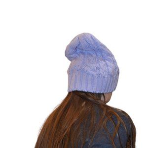 Cable Knit Slouchy Beanie Light Purple One Size